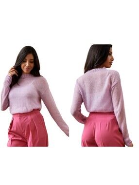 Nuzzle Los Angeles Alpaca Merino Wool Light Knit Sweater Lavender Purple M